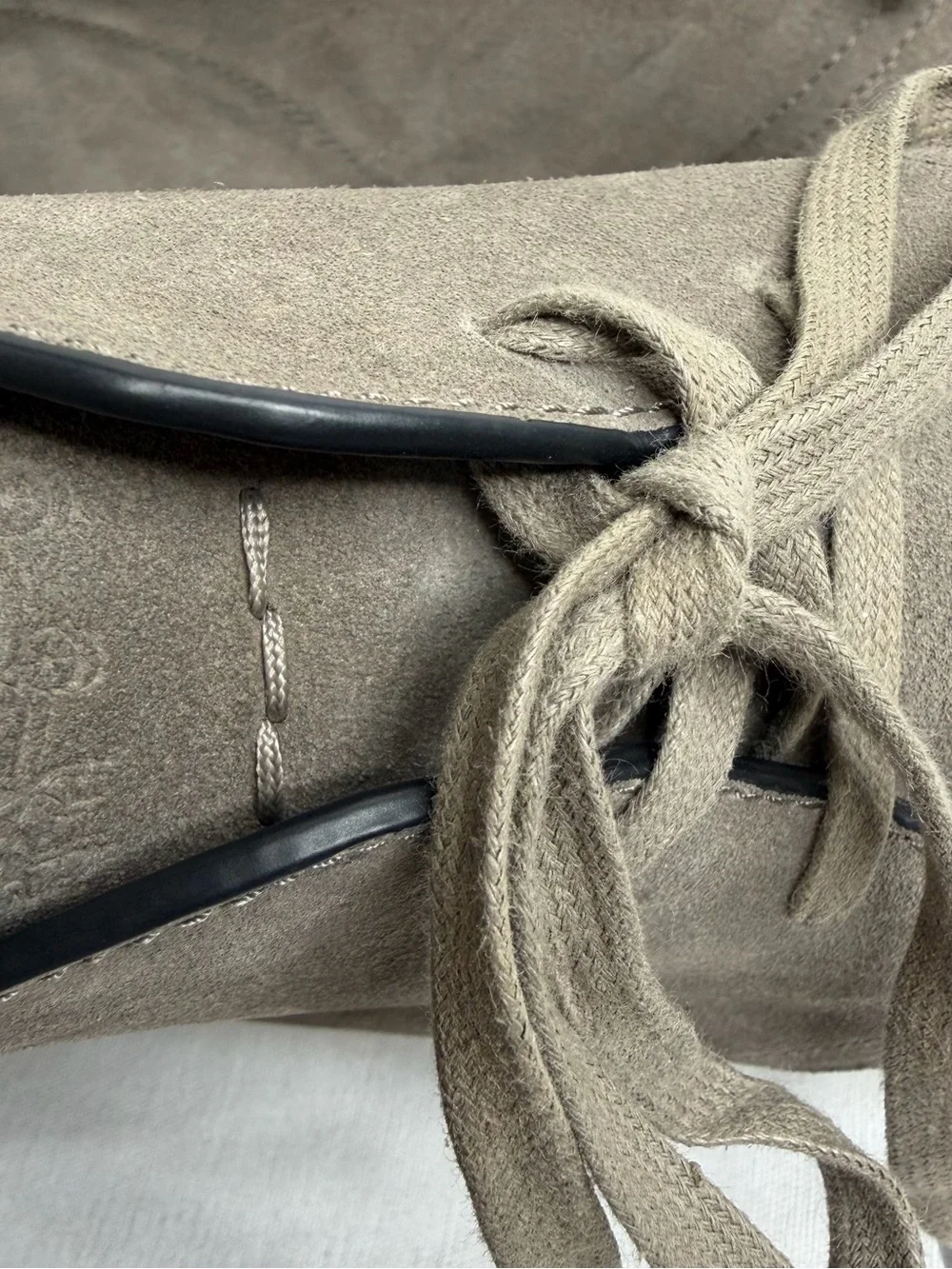 Coach Taupe Suede Chukka Boots with Black Heel Detail